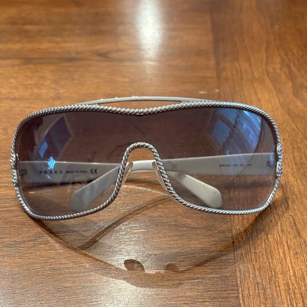 Prada Silver and White Sunglasses
